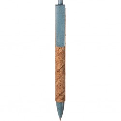 PENNA A SFERA IN SUGHERO E PAGLIA DI GRANO+ABS Blu