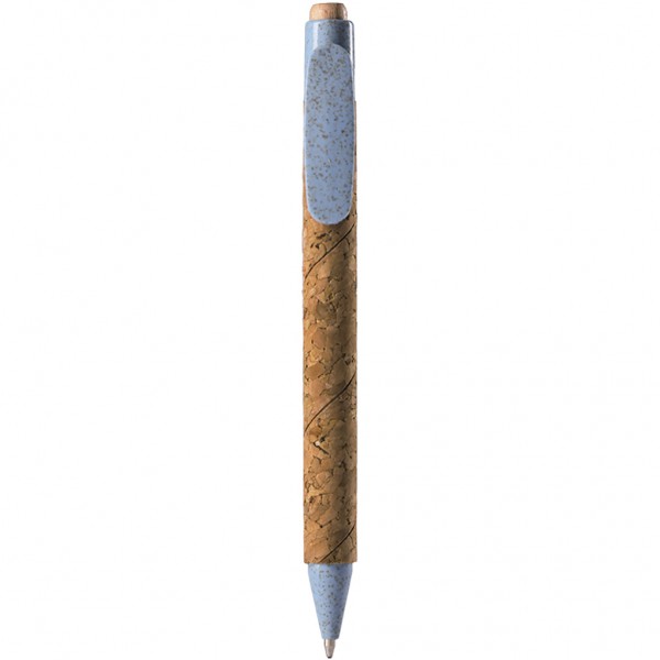 PENNA A SFERA IN SUGHERO E PAGLIA DI GRANO+ABS Sky blue