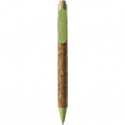 PENNA A SFERA IN SUGHERO E PAGLIA DI GRANO+ABS Verde Acido