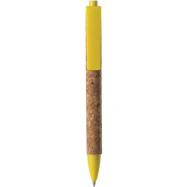 PENNA A SFERA IN SUGHERO E PLASTICA Giallo
