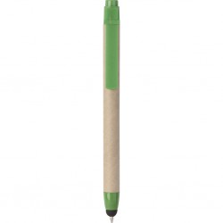 PENNA A SFERA CON TOUCH SCREEN IN PLASTICA E CARTONE RICICLATO Verde