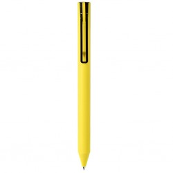 in plastica rivestita in materiale gommato al tatto, chiusura a scatto e refill nero G (giallo)