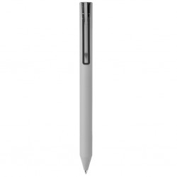 in plastica rivestita in materiale gommato al tatto, chiusura a scatto e refill nero GR (grigio)