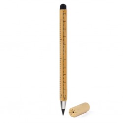 con fusto in bambù con righello con scala in centimetri e inch, scrittura perpetua perché munita di grafite in metallo, con cappuccio di protezione in cartoncino