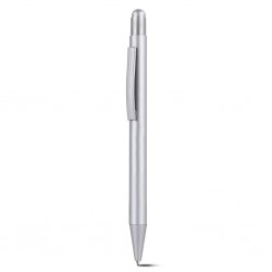 fusto in alluminio riciclato rivestito in materiale gommato al tatto. Personalizzabile solo con incisione laser, il logo inciso a laser sarà di colore silver. Chiusura a scatto, refill nero GR (grigio)