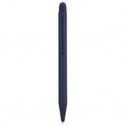 fusto in alluminio riciclato rivestito in materiale gommato al tatto. Personalizzabile solo con incisione laser, il logo inciso a laser sarà di colore silver. Chiusura a scatto, refill nero NY (blu navy)