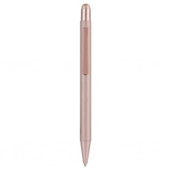 fusto in alluminio riciclato rivestito in materiale gommato al tatto. Personalizzabile solo con incisione laser, il logo inciso a laser sarà di colore silver. Chiusura a scatto, refill nero RS (rosa)