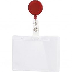 PORTA BADGE IN PLASTICA E METALLO Trasparente/Rosso