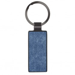 in metallo brunito, inserto in PU con effetto denim sulla parte frontale adatto per incisione laser di colore scuro, con astuccio in confezione singola