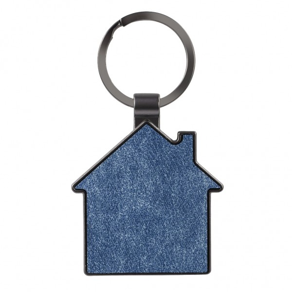 in metallo brunito, inserto in PU con effetto denim sulla parte frontale adatto per incisione laser di colore scuro, con astuccio in confezione singola