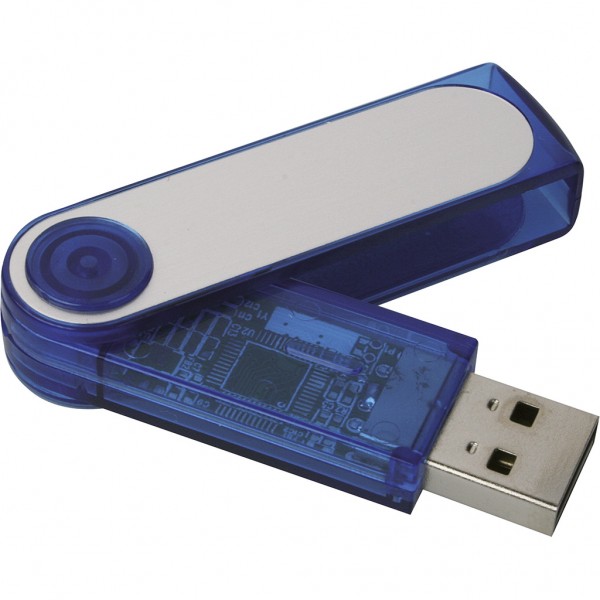 MEMORIA USB DA 8GB IN PLASTICA E ALLUMINIO USB 2.0, Trasparente/Blu