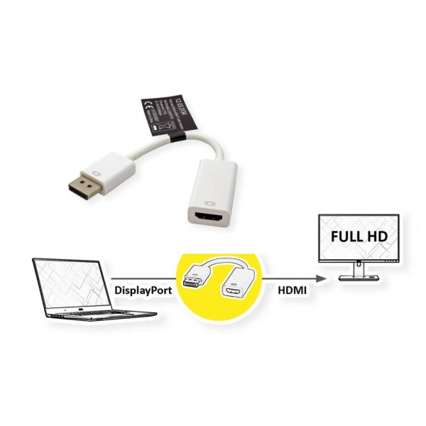 ADATTATORE DP-HDMI 2K M/F 1920x1080/1200 @60Hz CON CAVO 015MT