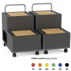 TRIBUNETTA PER DEBATE SU RUOTE VANI LAT. 4 POSTI ( CUSCINI OPZ. )