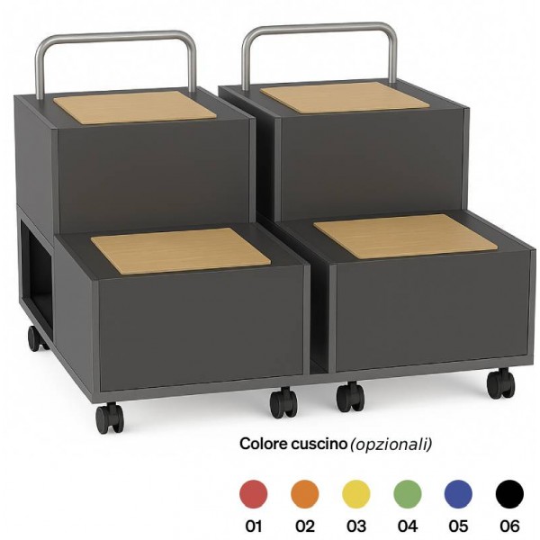 TRIBUNETTA PER DEBATE SU RUOTE VANI LAT. 4 POSTI ( CUSCINI OPZ. )