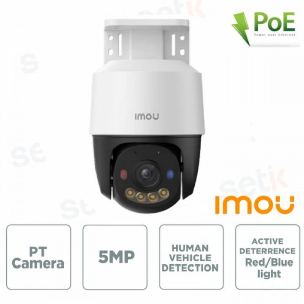 CAMERA POE 5MP PTZ ESTERNO AI 3.6MM/IR30/SD/MIC LUCI LED