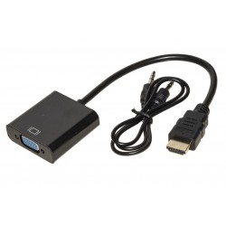 ADATTATORE HDMI-VGA M/F BK CON CAVO + CAVO AUDIO