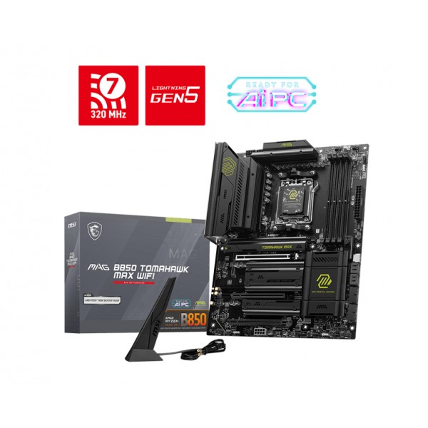 MB MSI MAG B850 TOMAHAWK MAX WIFI AM5 4DDR5 3PCIE 5M2 4SATA 1HD