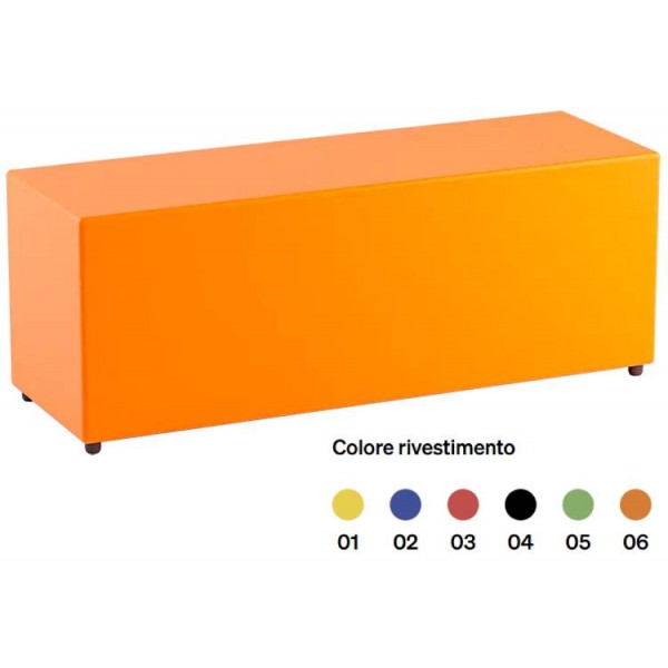 POUF RETTANGOLARE 120 CON PIEDINI SIMILPELLE COL. 120X40X H 46CM