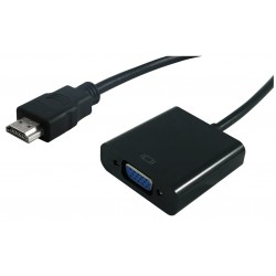 ADATTATORE HDMI-VGA M/F BK CON CAVO 0,15MT