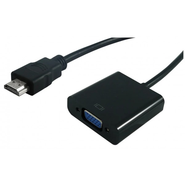 ADATTATORE HDMI-VGA M/F BK CON CAVO 0,15MT