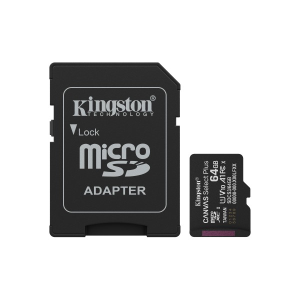 SD MICRO 64GB CL10 UHS-I CON ADATT. 200MB/S LET.100MB/S SCRIT.KINGSTON