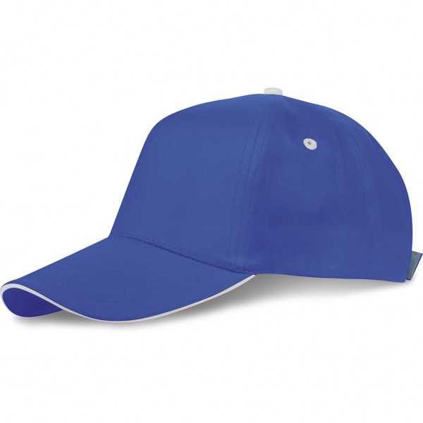 CAPPELLO 5 PANNELLI SANDWICH IN COTONE 100% Blu/Bianco