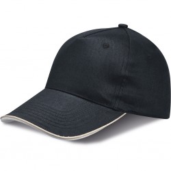 CAPPELLINO 5 PANNELLI PIPING IN COTONE 100% Nero