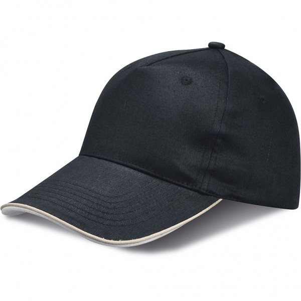 CAPPELLINO 5 PANNELLI PIPING IN COTONE 100% Nero