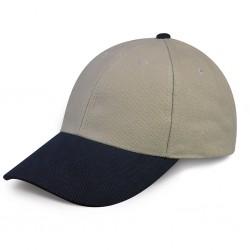 CAPPELLINO 6 PANNELLI IN 100% COTONE PESANTE PETTINATO Beige/Blu navy