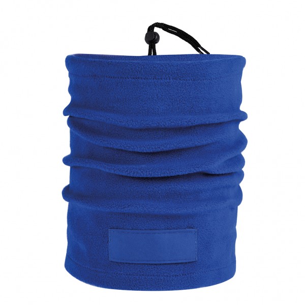 FASCIA MULTIUSO IN PILE CON TARGHETTA IN POLIESTERE (180 Blu
