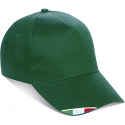 CAPPELLINO 5 PANNELLI CON BANDIERA ITALIANA IN COTONE 100% Verde