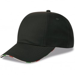 CAPPELLINO 6 PANNELLI RUOTATI CON BANDIERA ITALIANA Nero