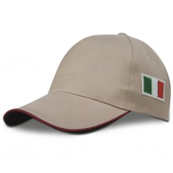 CAPPELLINO 5 PANNELLI CON BANDIERA ITALIANA Kaki