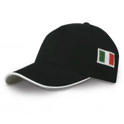 CAPPELLINO 5 PANNELLI CON BANDIERA ITALIANA Nero