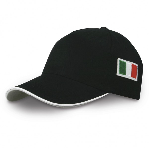 CAPPELLINO 5 PANNELLI CON BANDIERA ITALIANA Nero