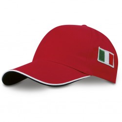 CAPPELLINO 5 PANNELLI CON BANDIERA ITALIANA Rosso