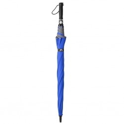 tessuto realizzato dal riciclo delle bottiglie in PET (RPET), struttura in fibra di vetro, puntale in plastica, manico rivestito in gomma, laccio da polso, apertura automatica. Con bordo catarifrangente BL (blu royal)