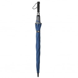 tessuto realizzato dal riciclo delle bottiglie in PET (RPET), struttura in fibra di vetro, puntale in plastica, manico rivestito in gomma, laccio da polso, apertura automatica. Con bordo catarifrangente NY (blu navy)