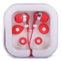 AURICOLARI CON MICROFONO IN PLASTICA Rosso