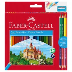 Matita colorata eco Il Castello+3 bicolor - diametro mina 3,00 mm - colori assortiti - Faber-Castell - astuccio 24 pezzi