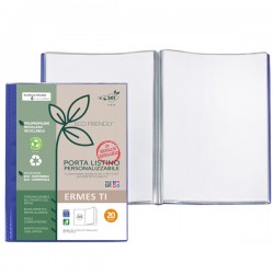 Portalistini personalizzabile Ermes TI - 22 x 30 cm - PP riciclato - 20 buste - blu - Sei Rota