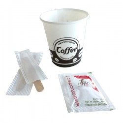 Serving kit - 50 bicchierini + 50 bustine zucchero + 50 palettine - FPP