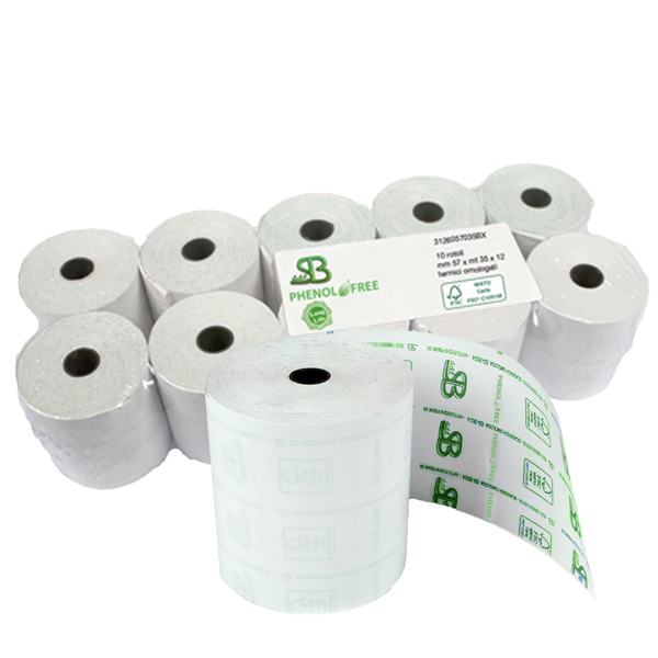 Rotolo per registratore cassa - lunga durata - 59,5 mm x 60 m - 55 gr - diametro esterno 68 mm - anima 12 mm - carta termica - Sabacart - blister 10 pezzi Rotolo per registratore cassa - lunga durata - 59,5 mm x 60 m - 55 gr - diametro esterno 68 mm - anima 12 mm - carta termica - Sabacart - blister 10 pezzi