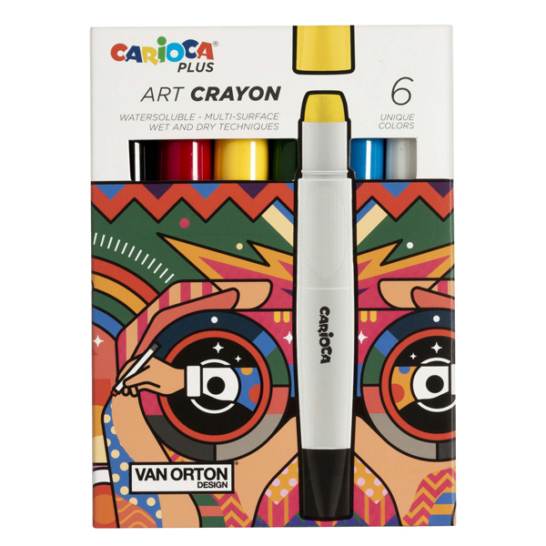 Pastello a cera Art Crayon - Ø 10 mm x 138 mm - colori assortiti - Carioca Plus - conf. 6 pezzi Pastello a cera Art Crayon - Ø 10 mm x 138 mm - colori assortiti - Carioca Plus - conf. 6 pezzi