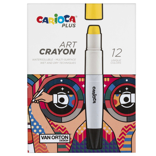 Pastello a cera Art Crayon - Ø 10 mm x 138 mm - colori assortiti - Carioca Plus - conf. 12 pezzi Pastello a cera Art Crayon - Ø 10 mm x 138 mm - colori assortiti - Carioca Plus - conf. 12 pezzi