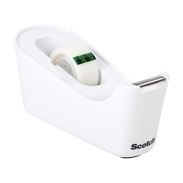 Dispenser da tavolo Magic C 18 - per nastri 33 m - 1 rotolo magic incuso - bianco - Scotch Dispenser da tavolo Magic C 18 - per nastri 33 m - 1 rotolo magic incuso - bianco - Scotch