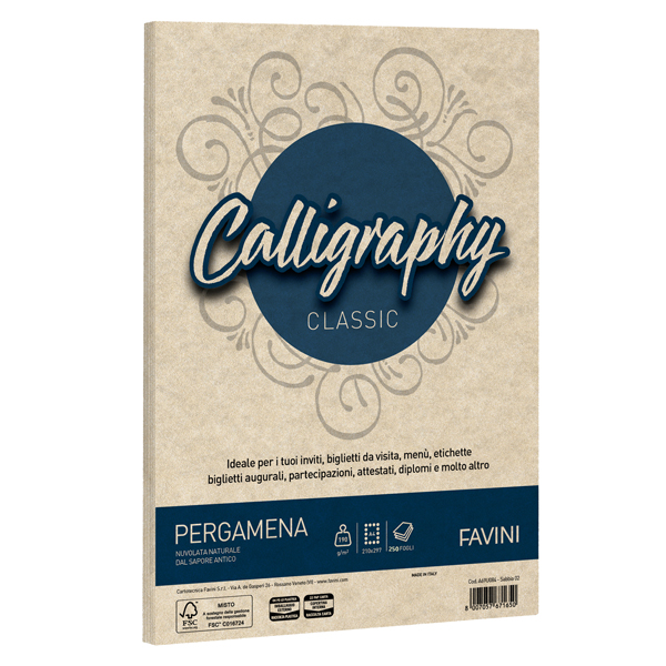 Carta Calligraphy Pergamena - A4 - 190 gr - sabbia 02 - Favini - conf. 250 fogli Carta Calligraphy Pergamena - A4 - 190 gr - sabbia 02 - Favini - conf. 250 fogli