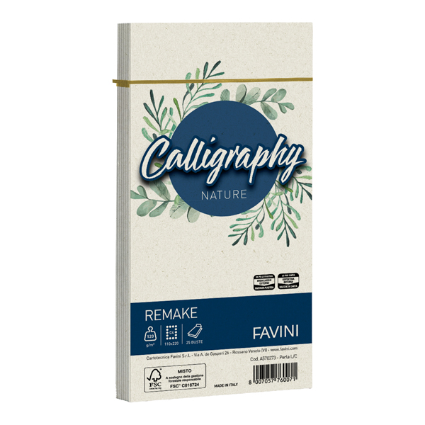 Busta Calligraphy Remake - 110 x 220 mm - 120 gr - perla - Favini - conf. 25 pezzi Busta Calligraphy Remake - 110 x 220 mm - 120 gr - perla - Favini - conf. 25 pezzi