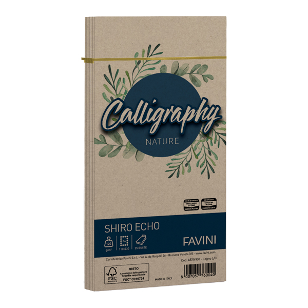 Busta Calligraphy Shiro Eco - 110 x 220 mm - 120 gr - legno - Favini - conf. 25 pezzi Busta Calligraphy Shiro Eco - 110 x 220 mm - 120 gr - legno - Favini - conf. 25 pezzi