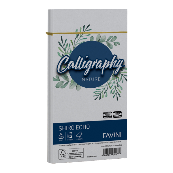 Busta Calligraphy Shiro Eco - 110 x 220 mm - 120 gr - cenere - Favini - conf. 25 pezzi Busta Calligraphy Shiro Eco - 110 x 220 mm - 120 gr - cenere - Favini - conf. 25 pezzi